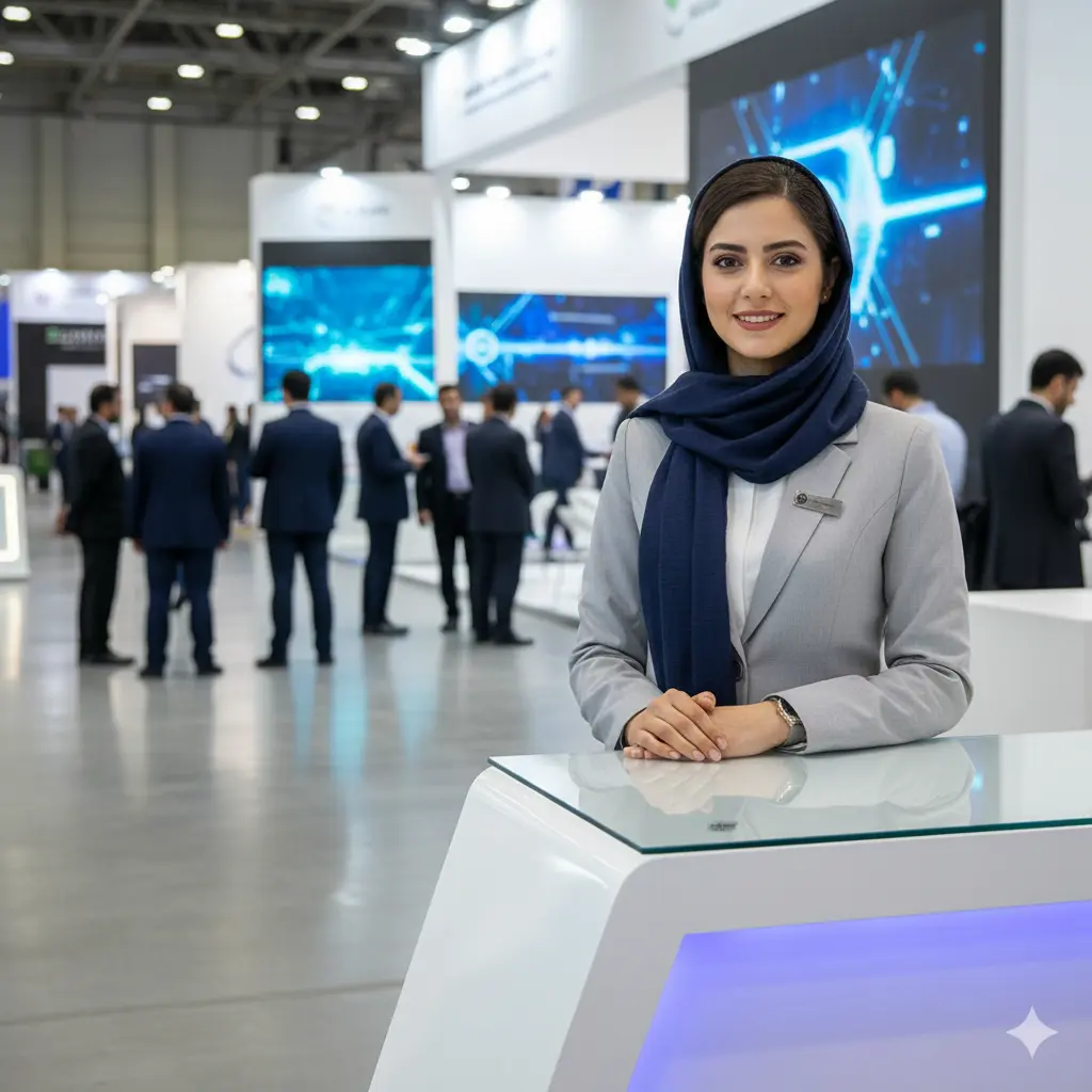 تعامل مهماندار با بازدیدکنندگان غرفه